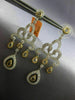 ESTATE LARGE 3.25CT WHITE & FANCY YELLOW DIAMOND 18KT TWO TONE GOLD 3D EARRINGS