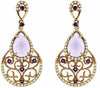 ESTATE 3.60CT DIAMOND & AAA AMETHYST 14KT ROSE GOLD MULTI HEART HANGING EARRINGS