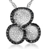 ESTATE .87CT WHITE & BLACK DIAMOND 14KT WHITE GOLD 3 LEAF CLOVER FLOWER PENDANT