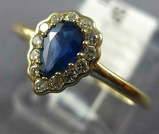 .66CT DIAMOND & AAA SAPPHIRE 14KT YELLOW GOLD 3D PEAR SHAPE HALO ENGAGEMENT RING