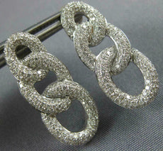 LARGE 1.32CT DIAMOND 18K WHITE GOLD 3D MULTI ROW LOVE KNOT OVAL HANGING EARRINGS