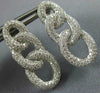 LARGE 1.32CT DIAMOND 18K WHITE GOLD 3D MULTI ROW LOVE KNOT OVAL HANGING EARRINGS