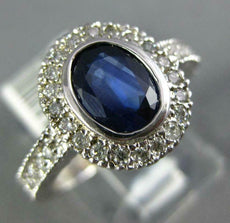 1.82CT DIAMOND & AAA SAPPHIRE 14KT WHITE GOLD OVAL HALO FILIGREE ENGAGEMENT RING