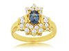 WIDE 1.13CT DIAMOND & AAA TANZANITE 14K YELLOW GOLD OVAL & ROUND ENGAGEMENT RING