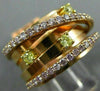 ESTATE WIDE .65CT PINK & FANCY YELLOW DIAMOND 18KT ROSE GOLD MULTI ROW LOVE RING