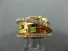 ESTATE WIDE .65CT PINK & FANCY YELLOW DIAMOND 18KT ROSE GOLD MULTI ROW LOVE RING