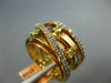 ESTATE WIDE .65CT PINK & FANCY YELLOW DIAMOND 18KT ROSE GOLD MULTI ROW LOVE RING