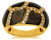 WIDE .35CT DIAMOND & AAA MOTHER OF PEARL 14KT YELLOW GOLD 3D LOVE KNOT FUN RING