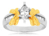 ESTATE .63CT DIAMOND 14KT 2 TONE GOLD 3D MARQUISE & BAGUETTE ENGAGEMENT RING
