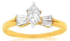 .70CT DIAMOND 14KT YELLOW GOLD 3D MARQUISE & BAGUETTE BOW SHAPE ENGAGEMENT RING