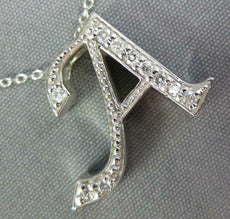 ESTATE .12CT DIAMOND 14KT WHITE GOLD 3D CLASSIC A SCRIPT INITIAL PENDANT