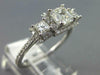 GIA LARGE 1.41CT DIAMOND 14K WHITE GOLD ASSCHER PRINCESS 3 STONE ENGAGEMENT RING