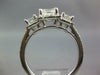 GIA LARGE 1.41CT DIAMOND 14K WHITE GOLD ASSCHER PRINCESS 3 STONE ENGAGEMENT RING