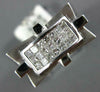 WIDE .65CT DIAMOND 14KT WHITE GOLD 3D PRINCESS INVISIBLE MATTE & SHINY MENS RING