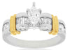 ESTATE .95CT DIAMOND 14KT WHITE GOLD MARQUISE BAGUETTE & ROUND ENGAGEMENT RING