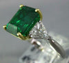 CERTIFIED 5.03CT DIAMOND & AAA EMERALD PLATINUM 18KT YELLOW GOLD ENGAGEMENT RING