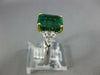 CERTIFIED 5.03CT DIAMOND & AAA EMERALD PLATINUM 18KT YELLOW GOLD ENGAGEMENT RING