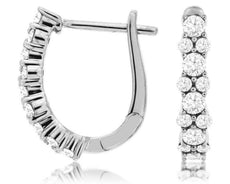 ESTATE .75CT DIAMOND 14KT WHITE GOLD 3D ROUND CLASSIC LEVERBACK HANGING EARRINGS