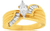 ESTATE .85CT DIAMOND 14K YELLOW GOLD MARQUISE & BAGUETTE CLASSIC ENGAGEMENT RING