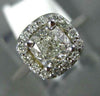 GIA 1.09CT DIAMOND 14KT WHITE GOLD CUSHION & ROUND HALO CLASSIC ENGAGEMENT RING