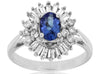 ESTATE 1.51CT DIAMOND & AAA TANZANITE 14KT WHITE GOLD OVAL ROUND & BAGUETTE RING