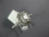 GIA LARGE 1.24CT DIAMOND 14K WHITE GOLD EMERALD CUT & ROUND HALO ENGAGEMENT RING