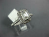 GIA LARGE 1.24CT DIAMOND 14K WHITE GOLD EMERALD CUT & ROUND HALO ENGAGEMENT RING