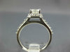 GIA LARGE 1.24CT DIAMOND 14K WHITE GOLD EMERALD CUT & ROUND HALO ENGAGEMENT RING