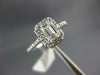 GIA LARGE 1.24CT DIAMOND 14K WHITE GOLD EMERALD CUT & ROUND HALO ENGAGEMENT RING