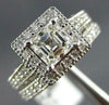GIA 1.48CT DIAMOND 14KT WHITE GOLD 3D ASSCHER & ROUND SQUARE ENGAGEMENT RING SET