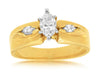 ESTATE .55CT DIAMOND 14KT YELLOW GOLD MARQUISE THREE STONE FUN ENGAGEMENT RING