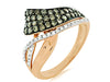 .75CT WHITE & CHOCOLATE FANCY DIAMOND 14KT ROSE GOLD 3D MULTI ROW V SHAPE RING