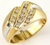 ESTATE .50CT FANCY YELLOW DIAMOND 14KT YELLOW GOLD 3D CHANNEL DIAGONAL MENS RING