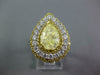 LARGE 4.85CT WHITE & FANCY YELLOW DIAMOND 18KT GOLD PEAR SHAPE ENGAGEMENT RING