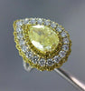 LARGE 4.85CT WHITE & FANCY YELLOW DIAMOND 18KT GOLD PEAR SHAPE ENGAGEMENT RING