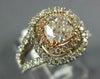 GIA LARGE 1.73CT DIAMOND 14KT WHITE & ROSE GOLD CUSHION & ROUND ENGAGEMENT RING