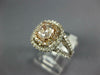 GIA LARGE 1.73CT DIAMOND 14KT WHITE & ROSE GOLD CUSHION & ROUND ENGAGEMENT RING