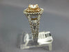 GIA LARGE 1.73CT DIAMOND 14KT WHITE & ROSE GOLD CUSHION & ROUND ENGAGEMENT RING
