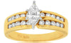 ESTATE .87CT DIAMOND 14KT YELLOW GOLD 3D MARQUISE & ROUND 2 ROW ENGAGEMENT RING