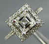 GIA LARGE 1.42CT DIAMOND 14KT WHITE GOLD 3D ASSCHER & ROUND HALO ENGAGEMENT RING