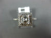 GIA LARGE 1.42CT DIAMOND 14KT WHITE GOLD 3D ASSCHER & ROUND HALO ENGAGEMENT RING