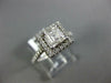GIA LARGE 1.42CT DIAMOND 14KT WHITE GOLD 3D ASSCHER & ROUND HALO ENGAGEMENT RING