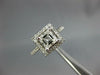 GIA LARGE 1.42CT DIAMOND 14KT WHITE GOLD 3D ASSCHER & ROUND HALO ENGAGEMENT RING
