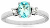 ESTATE .77CT DIAMOND & AAA AQUAMARINE 14KT WHITE GOLD 3D 3 STONE ENGAGEMENT RING
