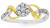 ESTATE .32CT DIAMOND 14K WHITE & YELLOW GOLD CLUSTER DOUBLE HEART LOVE KNOT RING