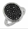 ESTATE WIDE .70CT BLACK DIAMOND 14KT WHITE GOLD 3D CLUSTER OVAL CLASSIC FUN RING