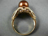 ESTATE WIDE .52CT WHITE & MOCHA DIAMOND & AAA BROWN PEARL 14KT ROSE GOLD 3D RING