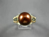 ESTATE WIDE .52CT WHITE & MOCHA DIAMOND & AAA BROWN PEARL 14KT ROSE GOLD 3D RING