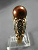 ESTATE WIDE .52CT WHITE & MOCHA DIAMOND & AAA BROWN PEARL 14KT ROSE GOLD 3D RING