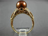 ESTATE WIDE .52CT WHITE & MOCHA DIAMOND & AAA BROWN PEARL 14KT ROSE GOLD 3D RING
